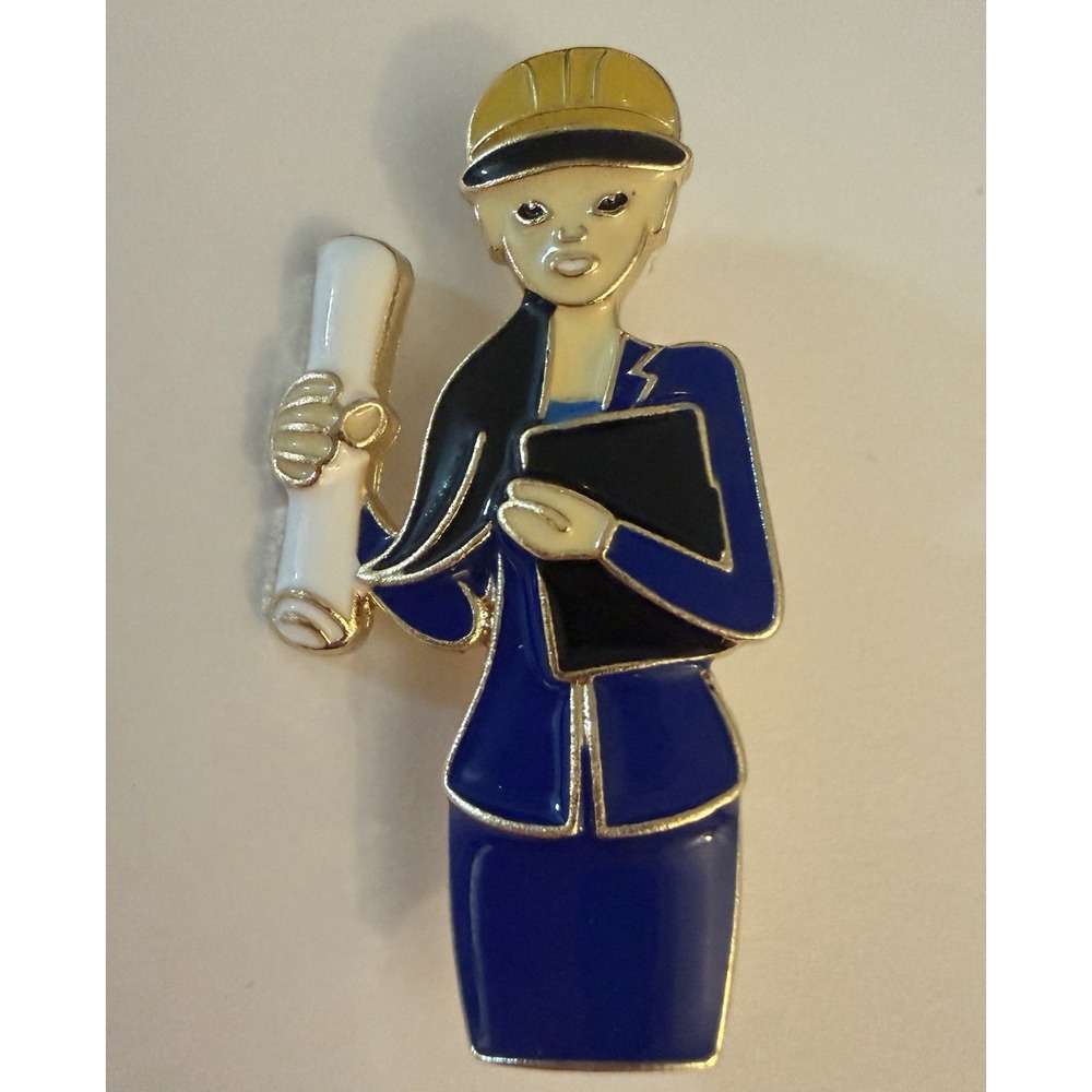 Engineer Brooch Contractor Construction Architect Person Lady Woman Pin Hard Hat